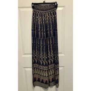 MEEK Women's Blue Paisley Flowy Loose Beachy Hippie Boho Pants Size S